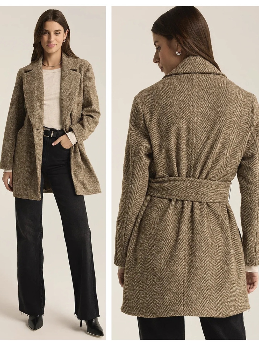 NWT Z Supply Hawthorne Herringbone Coat in Dark Chocolate Size Medium